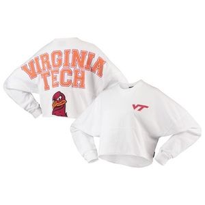 Virginia Tech Hokies Women's Raw Hem Cropped Spirit Jersey Long Sleeve T-Shirt
